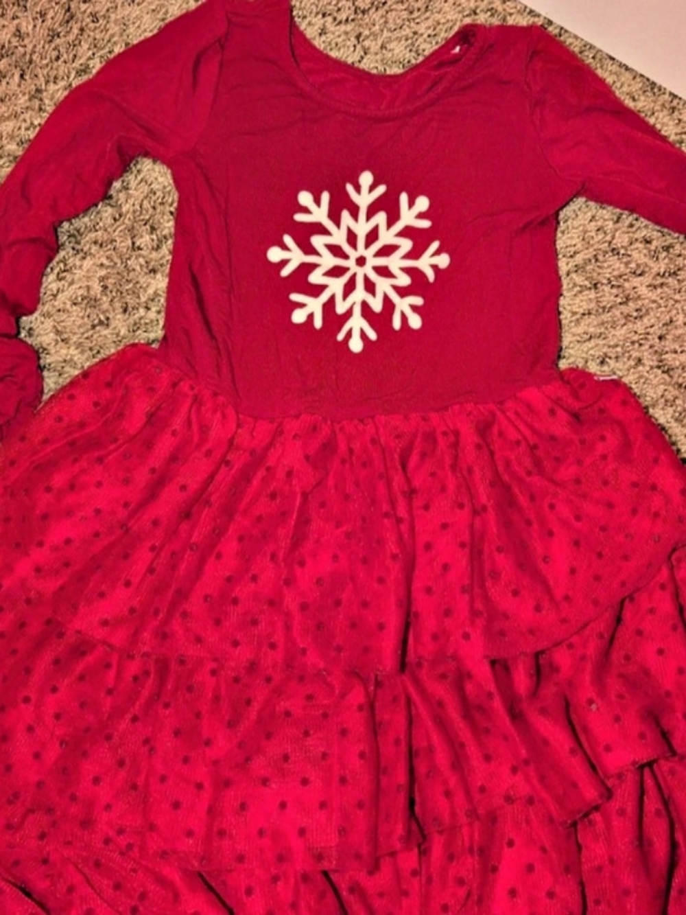 Little Sleepies Girls Red Snowflake Dress Like New